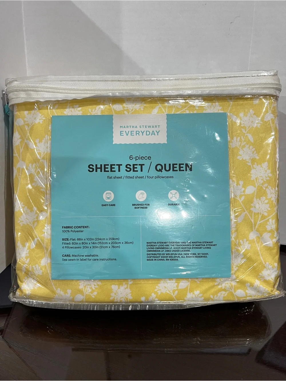 Martha Stewart 6-Piece Sheet Set Queen Yellow Floral
